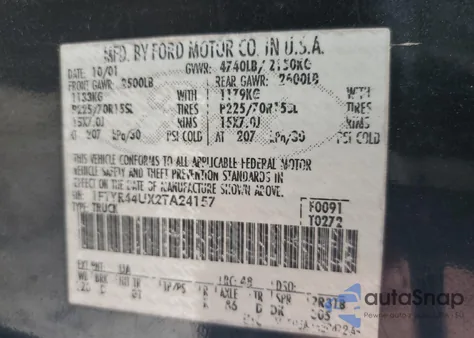 2002 Ford Ranger Super Cab from USA, damaged, VIN 1FTYR44UX2TA24157